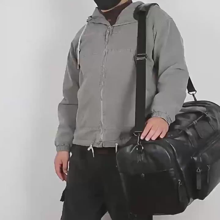 Extra-Large Capacity Men'S PU Travel Bag, Vintage Briefcase, Handheld Shoulder Crossbody Luggage Bag