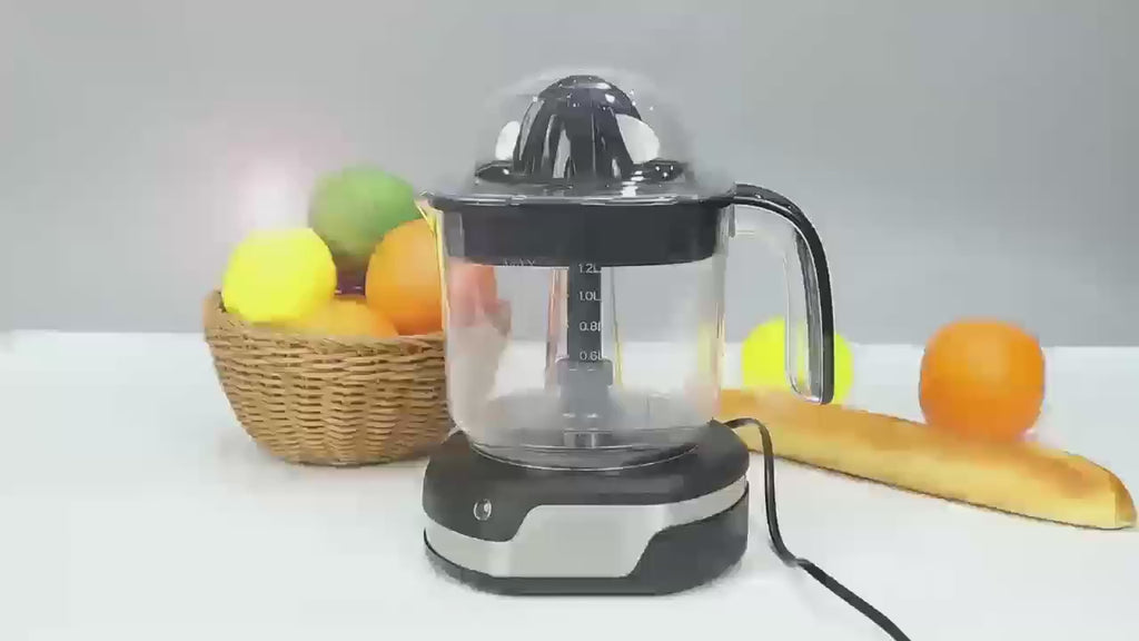 [Effortless Orange Juicer] Stainless Steel, Effortless Orange Juicer | Portable Citrus Press for Orange & Lemon Juice, Easy Clean, Healthy Juicing, Black, 1.2L