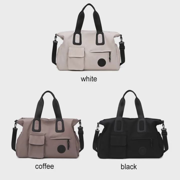 Chic Large Capacity Travel Duffle Bag - Lightweight, Portable Luggage with Shoe Compartment & Wet Pocket for Gym, Fitness, and Overnight Trips - Available in Coffee, Cream, Black - For Men & Women - Perfect for Travel & Fitness Enthusiasts - Ideal