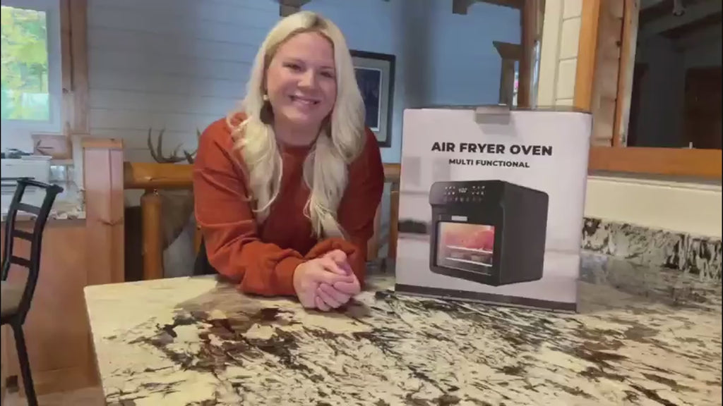 [Smart Air Fryer Oven] 12-in-1 Large 12-quart Air Fryer Oven | 12 One-Touch Preset Functions, Smart Cook Program, Two Baking Pan Accessories, Viewing Window, Interior Light, Adjustable Time & Temp, Oil-Free Family Cooker, Kitchen Appliances