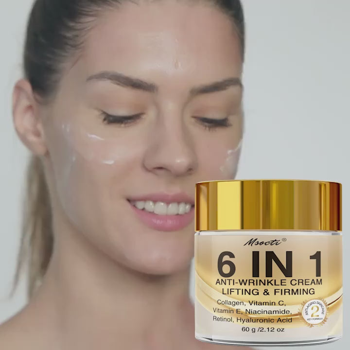 6-in-1 Instant Firming and Lifting Cream Deeply Moisturizes, Smoothes Dry Skin, Enhances Radiance and Elasticity, Skincare, Makes Skin Look Younger, Contains Retinol, Hyaluronic Acid, Niacinamide, Vitamin CE, Collagen, 60g, Non-greasy